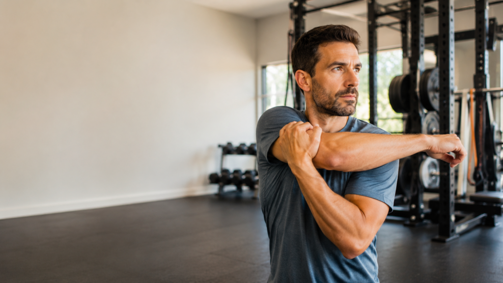Active adult building shoulder strength during rehabilitation